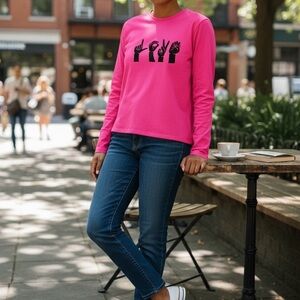 Pink Graphic Long Sleeve Top